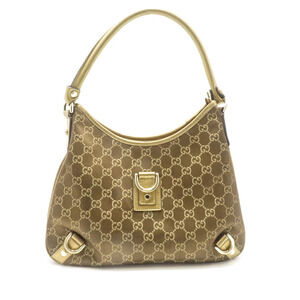 Gucci Abbey GG Hobo Bag Gold Dark Brown Canvas Handbag